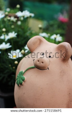 ceramic pig, garden decorations