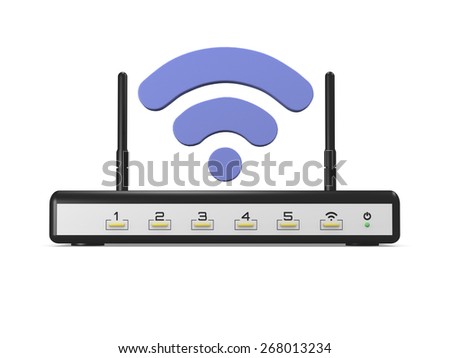 modem router wireless with wifi logo white background - 3d render