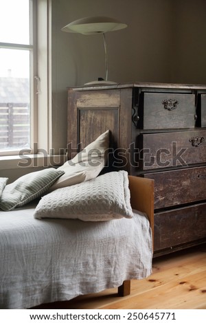 Country style interior of a bedroom