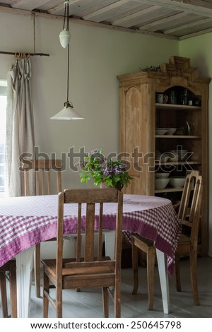 Country style interior of a dining room