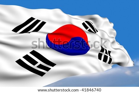 South Korean Flag Waving On Wind. 商业图片