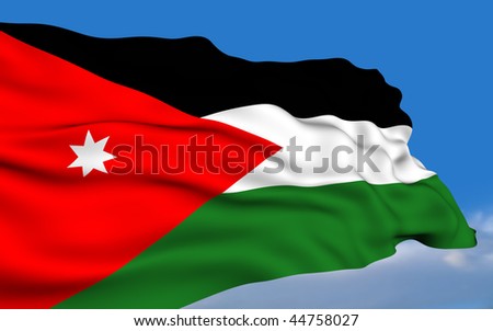 كلنا الاردن  Stock-photo-jordanian-flag-waving-on-wind-44758027