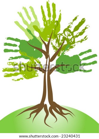 Tree With Hands Stock Vector Illustration 23240431 : Shutterstock