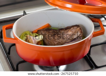 Roast meat with roast vegetables