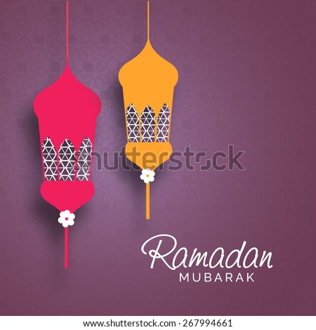 Hanging Lantern Ramadan Kareem card in vector format Hanging Lantern Ramadan Kareem card in vector format