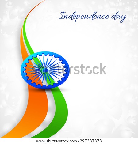 Vector illustration Indian Independence Day celebrations greeting card of India with ashoka wheel.