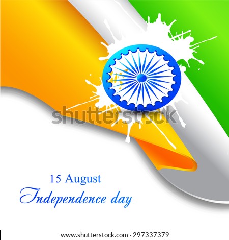 Vector illustration Indian Independence Day celebrations greeting card of India with ashoka wheel .
