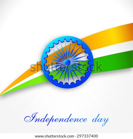 Vector illustration Indian Independence Day celebrations greeting card of India with ashoka wheel .