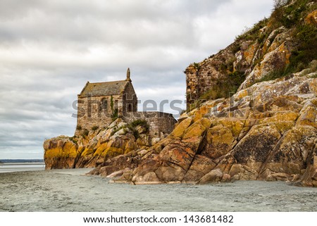 The small chapel on the coast near the Mont Saint Michel in Brittany