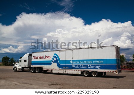 UTAH, USA - JULY 18,2013: The typical american truck on a parking place before heavy storm in Utah, July 18, 2013