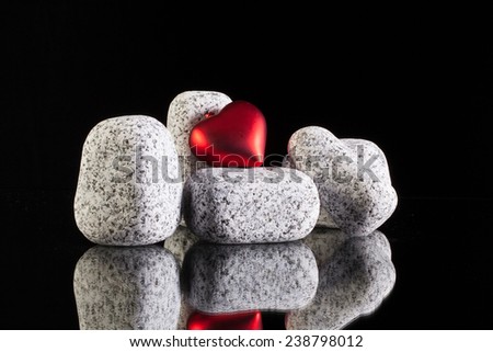 Granite stones and love symbol