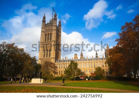 London,England-November 18,2011:The Palace of Westminster - it is the meeting place of the House of Commons and the House of Lords