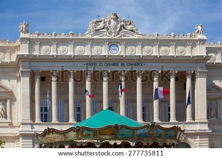 Marseille,France - May 6,2011: Bourse et Chambre de Commerce.French President Napoleon Bonapart III inaugurated the neo-classical palace in the year of 1860.