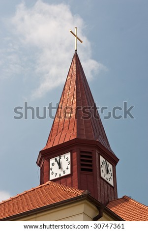 Old red church in Rajhrad.