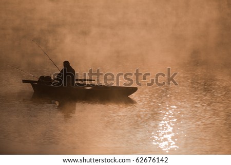 Fishing on the river in the morning