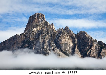 Mountains in the alps with clouds