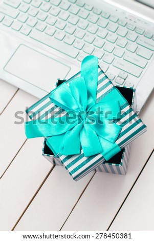 laptop and gift box