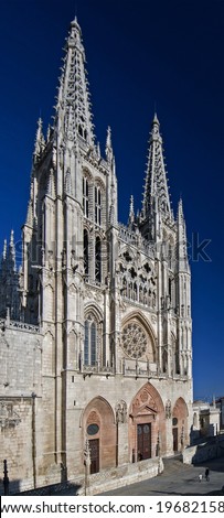 Gothic cathedral in Burgos, Spain. Old Catholic landmark listed on UNESCO World Heritage List