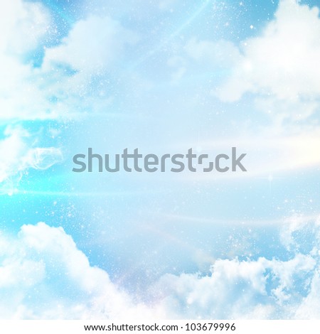Abstract background with clouds and digital lines