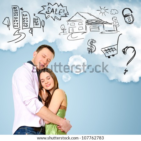smiling beautiful couple standing and embracing woman dreaming dreaming about the future with your child 450x450 smiling beautiful couple standing and embracing woman dreaming dreaming about the future with your child 450x450