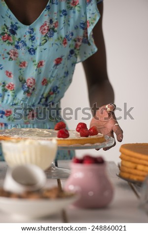 Unrecognizable Woman Cooking at home. Dessert Concept. Healthy Lifestyle. Cooking At Home. Prepare Food