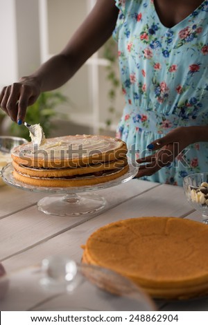Unrecognizable Woman Cooking at home. Dessert Concept. Healthy Lifestyle. Cooking At Home. Prepare Food