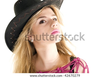 cowgirl makeup. fashionable cowgirl posing