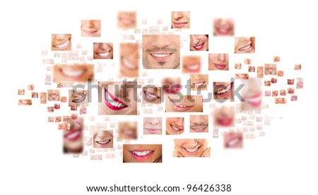 Faces of smiling people in set Healthy teeth Smile Faces of smiling people in set Healthy teeth Smile