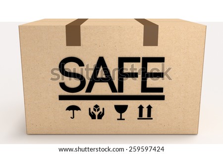 Safe package concept isolated on white background front view.