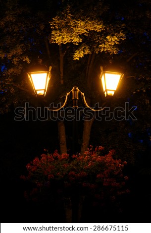 street lamps night