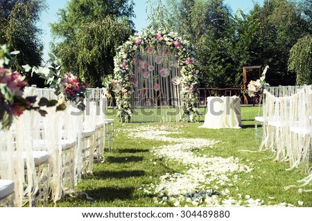 Wedding interior and exterior elements with photo post-processing