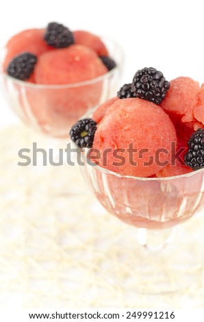 Fresh watermelon and blackberry dessert