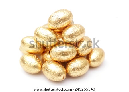 Stack of gold Easter eggs
