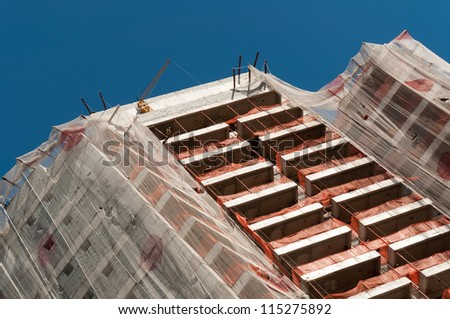 detail from the top of a building under construction in downtown sao paulo