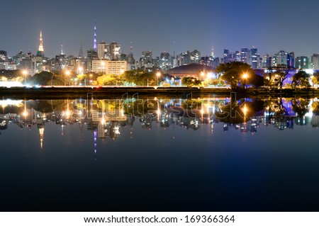 Night view of the city Sao Paulo, Ibirapuera Park