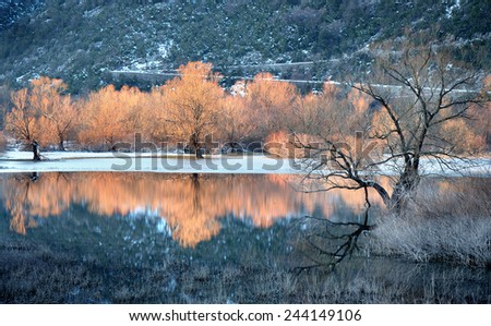 Hidden part of lake in winter
