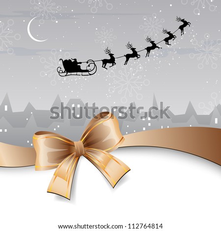 Vector Illustration of Santa Claus coming to City Vector Illustration of Santa Claus coming to City