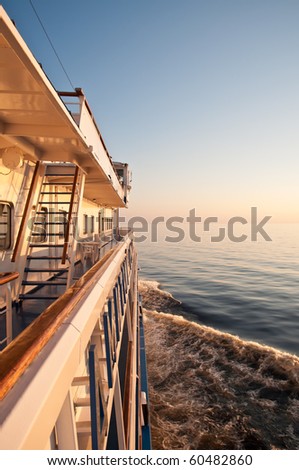 Sunset on a cruise ship on lake Onega, August 2010, Russia