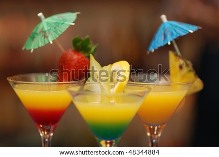 Daiquiri cocktails served at bar