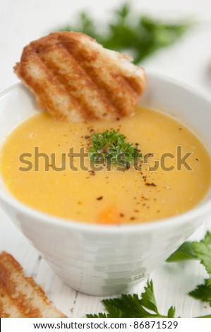 Traditional vegetarian cream potato soup