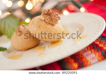Traditional bulgarian christmas cookies called Medenki. The name medenki comes from honey due to its honey taste. Traditionally served on Christmas.