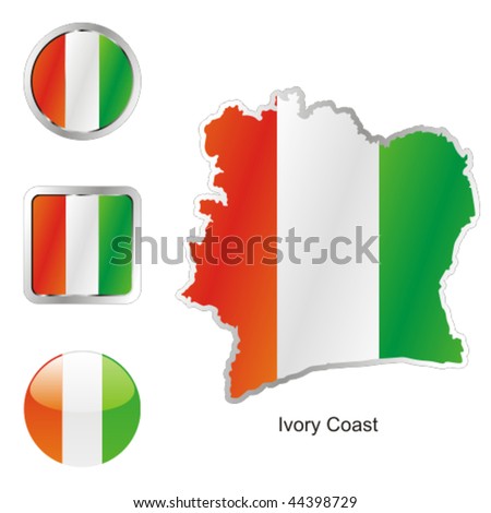 map of ivory coast. flag of ivory coast in map