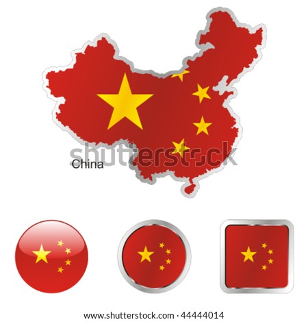 china flag map. flag of china in map and