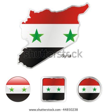 flag of syria in map and
