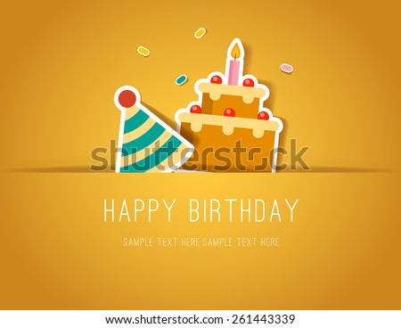 Birthday Paper Cut card with Cake and Party Hat