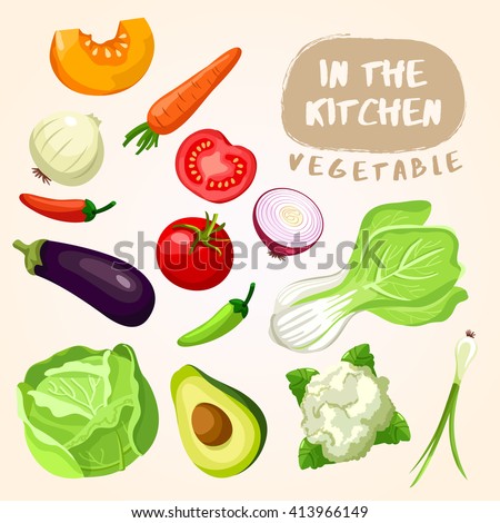 Mixed Vegetable : Vegetable Isolated Set : Vector Illustration