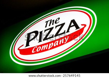 BANGKOK FEBRUARY 27, 2015: The Pizza Company is a restaurant chain and international franchise based in Bangkok, Thailand, with focus on pizza and Italian-American cuisine.