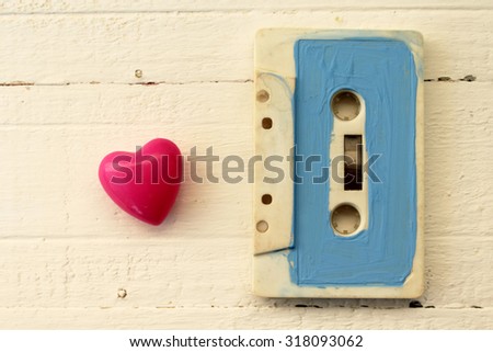 Cassette tape and heart - love good old technology concept