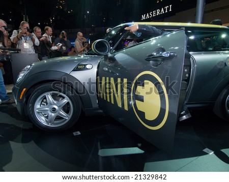 LOS ANGELES - NOVEMBER 19: BMW debuts the Mini E plug-in electric vehicle at the 2008 LA Auto Show November 19, 2008 in Los Angeles.