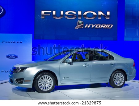 LOS ANGELES - NOVEMBER 19: Ford displays the Ford Fusion hybrid at the LA Auto Show November 19, 2008 in Los Angeles.